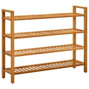 vidaXL Skohylla med 4 hyllor 100x27x80 cm massiv ek