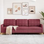 vidaXL 3-sitssoffa vinröd 210 cm tyg