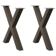 vidaXL Matbordsben X-formad 2 st naturstål 70x(72-73) cm stål