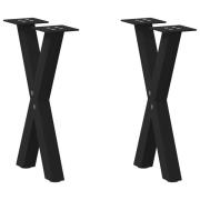 vidaXL Soffbordsben X-formade 2 st svarta 28x(42-43) cm stål