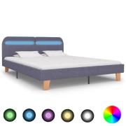 vidaXL Sängram med LED utan madrass ljusgrått tyg 150x200 cm