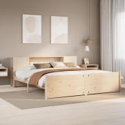 vidaXL Säng med bokhylla utan madrass 200x200cm massiv furu