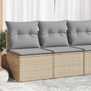 vidaXL Trädgårdssoffset med dynor 2 delar beige konstrotting akaciaträ