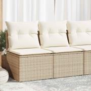 vidaXL Trädgårdssoffset med dynor 2 delar beige konstrotting akaciaträ