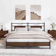 vidaXL Sängram utan madrass metall brun ek 183x213 cm