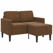 vidaXL 2-sitssoffa med schäslong L-formad brun 125 cm konstläder