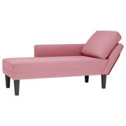 vidaXL Schäslong med kudde och höger armstöd rosa sammet