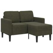 vidaXL 2-sitssoffa med schäslong L-formad armégrön 125 cm konstläder