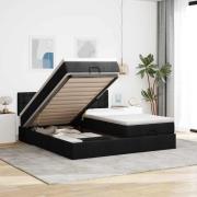 vidaXL Ottoman sängram med madrasser svart 200x200 cm tyg