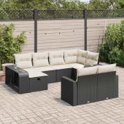 vidaXL Loungegrupp 10 delar med svarta dynor konstrotting