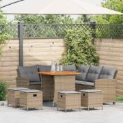 vidaXL Soffgrupp för trädgården, 6 delar med kuddar L-formad beige