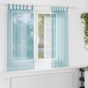 vidaXL Voile gardiner med öglor 2 st, turkos 140x175 cm