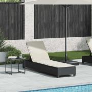 vidaXL Solstol med dynor svart 55x200x25,5cm konstrotting