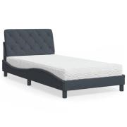 vidaXL Säng med madrass mörkgrå 100x200 cm sammet