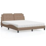 vidaXL Bed with Mattress "Zadar" Cappuccino 160x200 cm Faux Leather