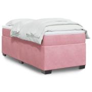 vidaXL Ramsäng med madrass rosa 90x200 cm sammet