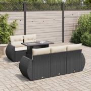 vidaXL Loungegrupp med dynor 6 delar svart konstrotting