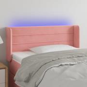 vidaXL Sänggavel LED rosa 103x16x78/88 cm sammet