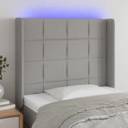 vidaXL Sänggavel LED ljusgrå 103x16x118/128 cm tyg