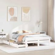 vidaXL Sängram utan madrass vit 140x190 cm massiv furu