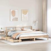 vidaXL Säng med bokhylla utan madrass 200x200cm massiv furu