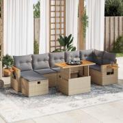 vidaXL Soffgrupp för trädgården med dynor 5 delar beige konstrotting