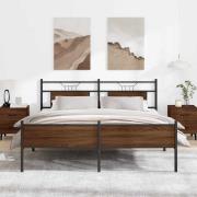 vidaXL Sängram utan madrass metall brun ek 183x213 cm