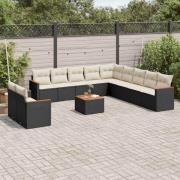 vidaXL Loungegrupp med dynor 12 delar svart konstrotting
