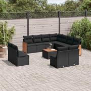 vidaXL Loungegrupp med dynor 12 delar svart konstrotting