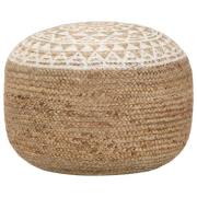 vidaXL Handgjord sittpuff vit 45x30 cm jute