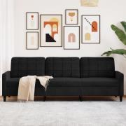 vidaXL 3-sitssoffa svart 210 cm sammet