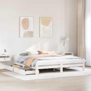 vidaXL Sängram utan madrass vit 200x200 cm massiv furu
