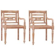 vidaXL Bataviastolar 2 st vit finish massiv teak