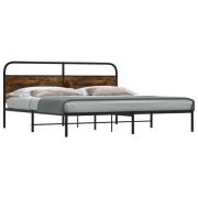 vidaXL Sängram utan madrass metall rökfärgad ek 183x213 cm
