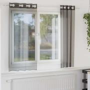 vidaXL Voile gardiner med genomföringar 2 st svart 140x175 cm