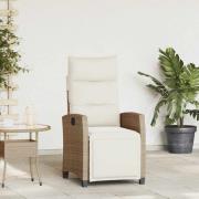 vidaXL Fällbar trädgårdsstol med sidobord beige konstrotting