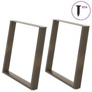 vidaXL Matbordsben U-formade 2 st naturstål 100x(72-73) cm stål