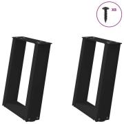 vidaXL Soffbordsben U-formade 2 st svarta 28x(42-43) cm stål