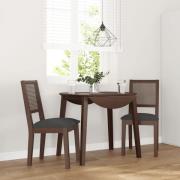 vidaXL Matstolar med dynor 2 st, brunt massivt trä gummi