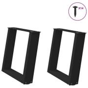 vidaXL Soffbordsben U-formade 2 st svarta 50x(42-43) cm stål