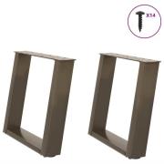 vidaXL Soffbordsben U-formade 2 st naturstål 50x(42-43) cm stål