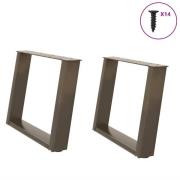 vidaXL Soffbordsben U-formade 2 st naturstål 60x(42-43) cm stål