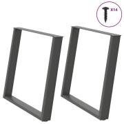 vidaXL Matbordsben U-formade 2 st antracit 90x(72-73) cm stål