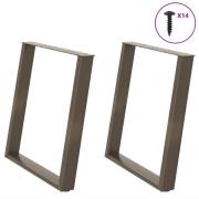 vidaXL Matbordsben U-formad 2 st naturstål 80x(72-73) cm stål