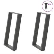 vidaXL Matbordsben U-formade 2 st antracit 60x(72-73) cm stål