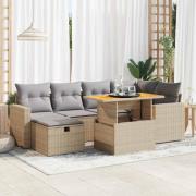 vidaXL Trädgårdssoffset med dynor 8 delar beige konstrotting akaciaträ