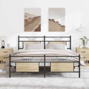 vidaXL Sängram utan madrass metall sonoma-ek 183x213 cm