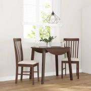 vidaXL Matstolar med dynor 2 st, brunt massivt trä gummi