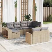 vidaXL Soffgrupp för trädgård med dynor 10 delar beige konstrotting