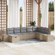 vidaXL 8-delat trädgårdsoffaset med kuddar Beige Polyroting